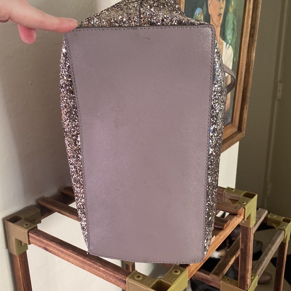 Kate Spade New York Greta Court Glitter Penny Tote Grey Silver | Imperfect - Picture 5 of 13